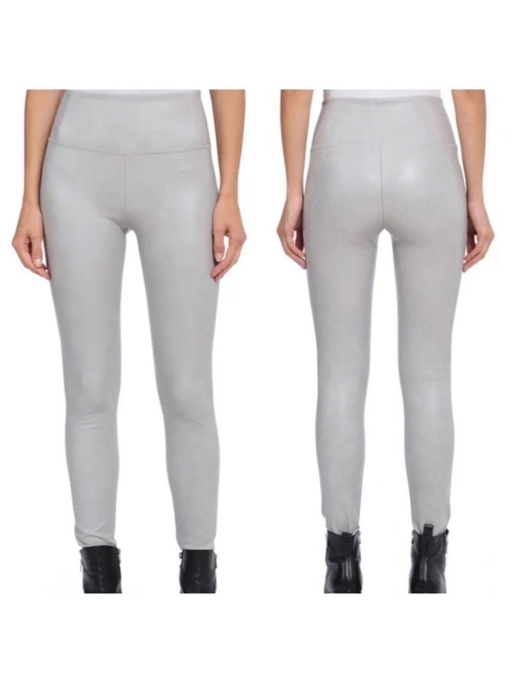 Avec les Filles Liquid Faux Leather Leggings in Dove.